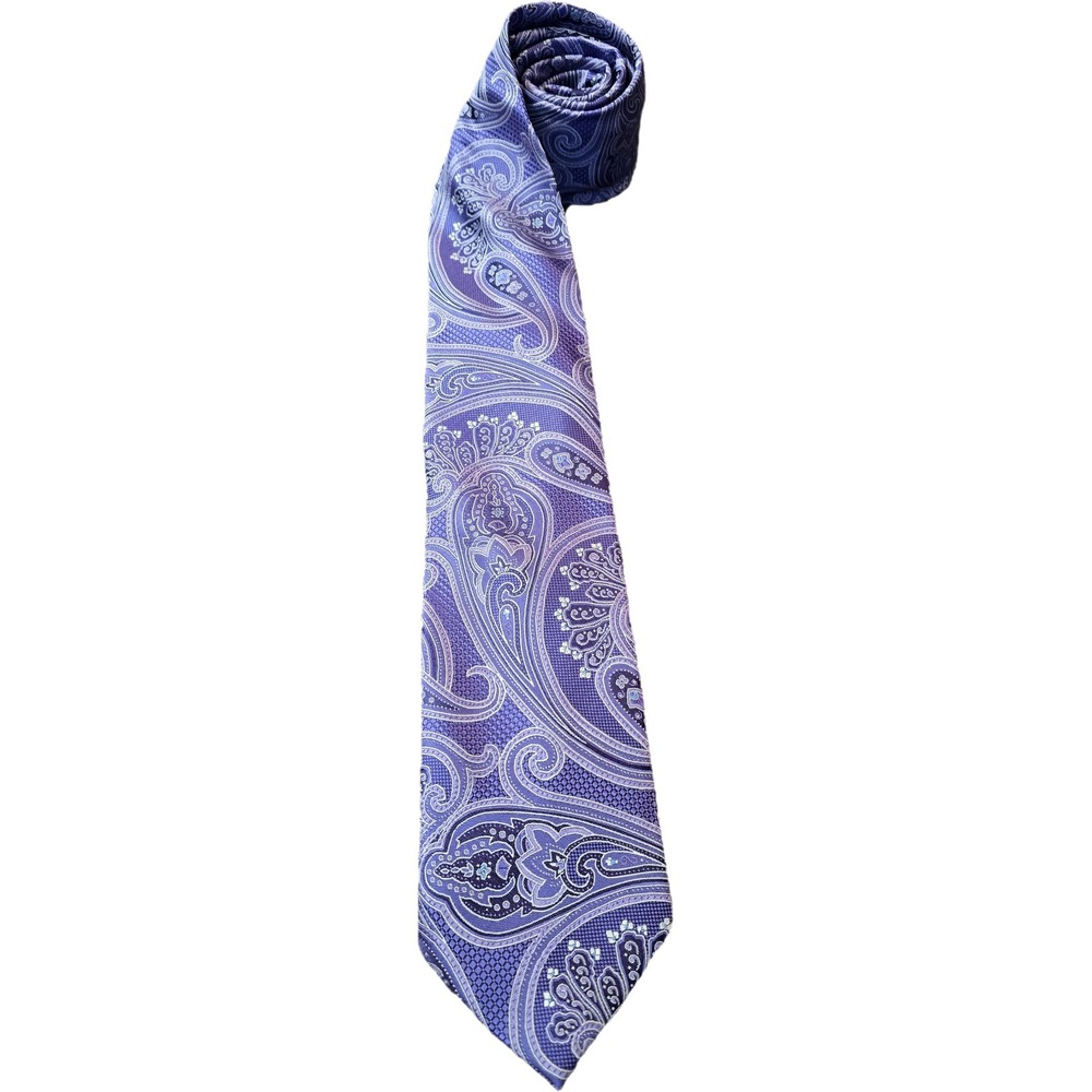 Alexander Julian Colours Purple Paisley Handmade Polyester Mens Necktie 3.5 Wide